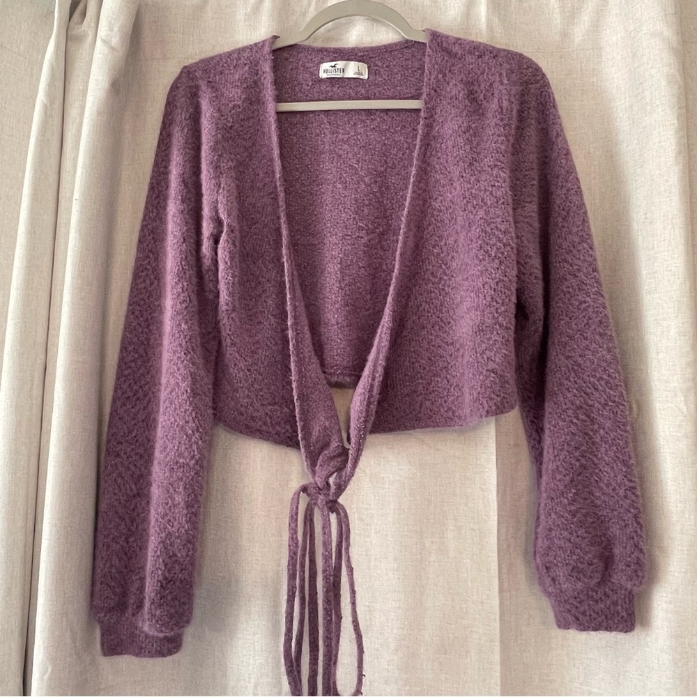 Hollister Wrap Purple Knit Tie Waist Sweater